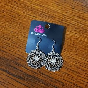 Filigree White Rhinestone Earrings